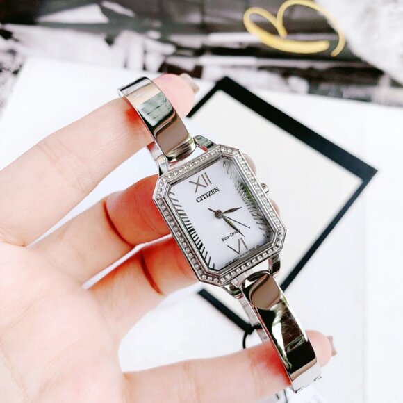 CITIZEN EM0980-50A SILHOUETTE ECO-DRIVE WHITE DIAL SILVER STEEL WOMENS WATCH main image 6